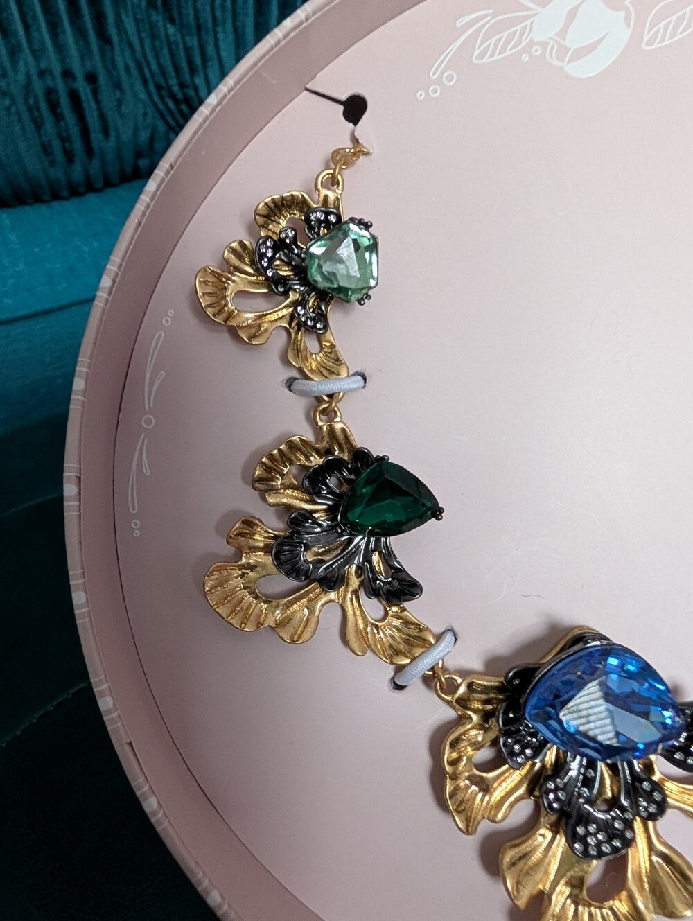 Chloe + Isabel Blue and Green Crystal Floral Bib Necklace - Picture 4 of 6